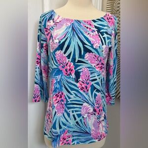 Lilly Pulitzer Pink and Blue Floral Top
